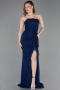 Robe De Soirée Dantelle Longue Bleu Marine ABU5603