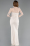 Robe de Soirée Longue Dantelle Beige ABU5823