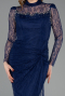 Robe de Soirée Longue Dantelle Bleu Marine ABU5823