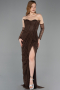 Robe de Soirée Longue Dantelle Brun ABU5770