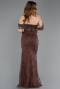 Robe de Soirée Longue Perlé Brun ABU5833