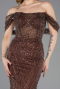 Robe de Soirée Longue Perlé Brun ABU5833