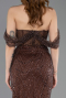 Robe de Soirée Longue Perlé Brun ABU5833