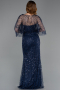 Robe de Soirée Longue Perlé Bleu Marine ABU5798