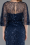 Robe de Soirée Longue Perlé Bleu Marine ABU5798