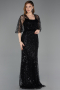 Robe de Soirée Longue Perlé Noir ABU5798