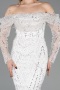 Robe de Soirée Longue Perlé Blanc ABU5825
