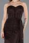 Robe de Soirée Longue Dantelle Brun ABU5795