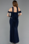 Robe de Soirée Longue Dantelle Bleu Marine ABU6038