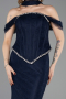 Robe de Soirée Longue Dantelle Bleu Marine ABU6038