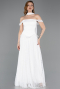 Robe de Soirée Longue Dantelle Blanc ABU5799