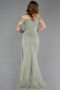 Robe de Soirée Longue Dantelle Menthe ABU5841