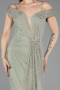 Robe de Soirée Longue Dantelle Menthe ABU5841