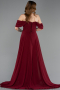 Robe de Soirée Longue Mousseline Rouge Bordeaux ABU5826