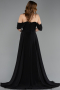 Robe de Soirée Longue Mousseline Noir ABU5826