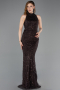 Robe De Soirée Longue Brun foncé ABU4791