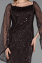 Robe De Soirée Perlé Longue Brun ABU5066