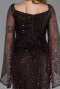 Robe De Soirée Perlé Longue Brun ABU5066