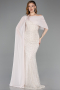 Robe de Soirée Longue Perlé Beige ABU5816