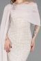 Robe de Soirée Longue Perlé Beige ABU5816