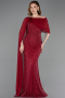 Robe de Soirée Longue Perlé Rouge Bordeaux ABU5816