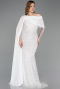 Robe de Soirée Longue Perlé Blanc ABU5816