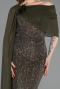Robe de Soirée Longue Perlé Kaki ABU5816