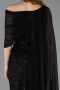Robe de Soirée Longue Perlé Noir ABU5816