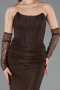 Robe de Soirée Longue Dantelle Brun ABU5817