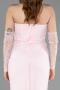 Robe de Soirée Longue Dantelle Poudre ABU5817
