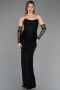 Robe de Soirée Longue Dantelle Noir ABU5817