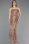 Robe de Soirée Longue Squameuse Cuivre ABU5828