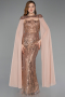 Robe de Soirée Longue Squameuse Cuivre ABU5828