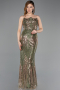 Robe de Soirée Longue Squameuse Kaki ABU5828