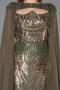 Robe de Soirée Longue Squameuse Kaki ABU5828