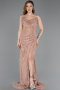 Robe de Soirée Longue Dantelle Cuivre ABU5771