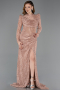 Robe de Soirée Longue Dantelle Cuivre ABU5771