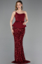 Robe De Soirée Longue Rouge Bordeaux ABU5654