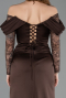 Robe de Soirée Longue Satin Brun ABU5829