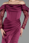 Robe de Soirée Longue Satin Prune ABU5829