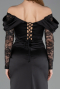 Robe de Soirée Longue Satin Noir ABU5829