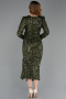 Robe de Cérémonie Midi Squameuse Kaki ABK2543