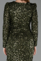 Robe de Cérémonie Midi Squameuse Kaki ABK2543