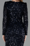 Robe de Cérémonie Midi Squameuse Bleu Marine ABK2543