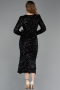 Robe de Cérémonie Midi Squameuse Noir ABK2543