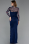 Robe de Soirée Longue Dantelle Bleu Marine ABU5823