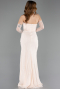 Robe De Soirée Dantelle Longue Beige ABU5603