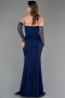 Robe De Soirée Dantelle Longue Bleu Marine ABU5603