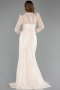 Robe de Soirée Longue Dantelle Beige ABU5771