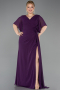 Robe De Soirée Grande Taille Mousseline Longue Prune ABU4911